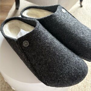 Birkenstock Charcoal Wool Slippers